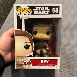 Funko Pop Star Wars Rey Figure - Brown and White